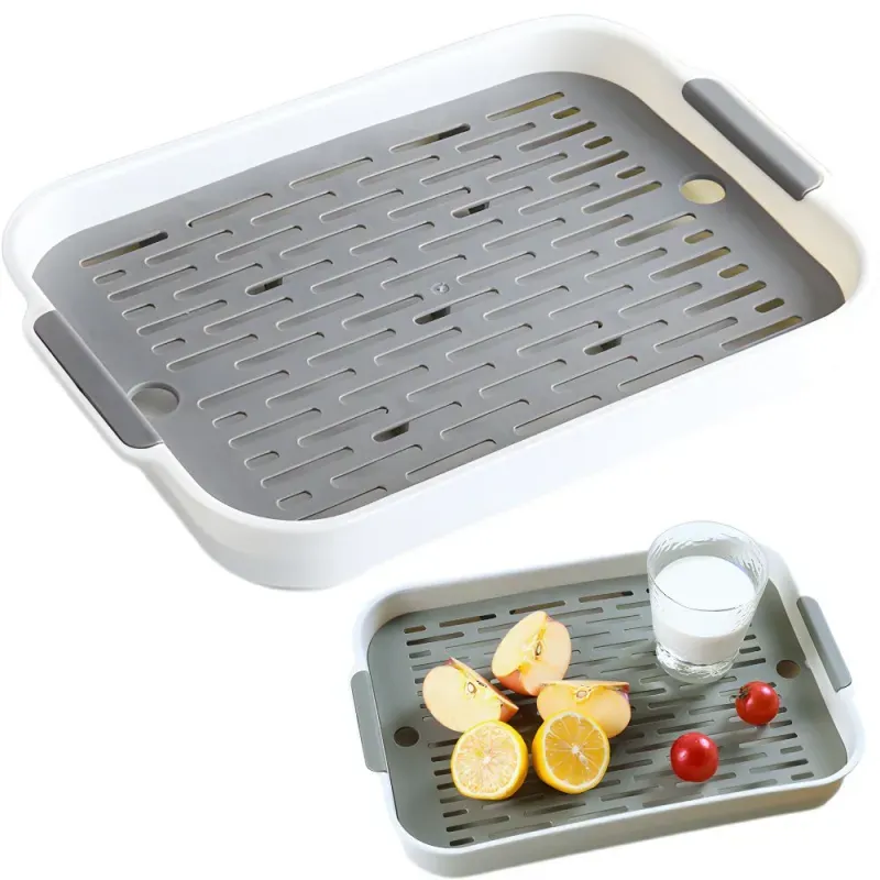 Taca kuchenna dwuwarstwowa z odpływem na naczynia warzywa owoce-5907451377765