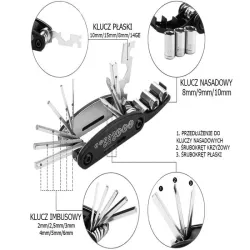 Zestaw kluczy 16w1 do roweru rowerowych imbusowe w obudowie scyzoryka-5907451325308