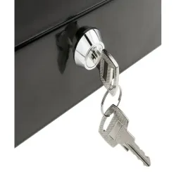 Kasetka metalowa na pieniądze sejf klucz dokumenty czarna 20x16x9cm-5907451323922