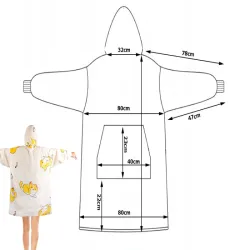 Ciepła bluza koala koc oversize XXL gruby futrzak miękka z kapturem-5907451366271