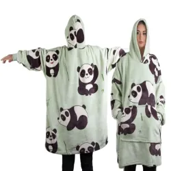 Ciepła bluza koala koc oversize XXL gruby futrzak miękka z kapturem-5907451366288