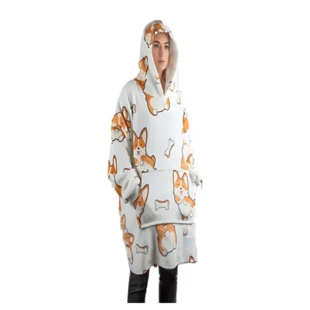Ciepła bluza koala koc oversize XXL gruby futrzak miękka z kapturem-5907451366295