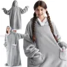 Ciepła bluza koc XXL oversize gruba miękka z kapturem szlafrok długa-5907451366158