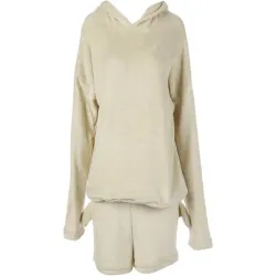 Ciepła piżama damska dwuczęściowa z kapturem pluszowa krótkie L-5907451366011