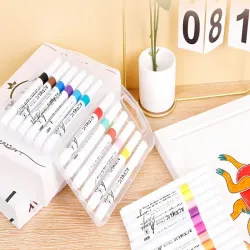 Markery akrylowe 12 szt w etui kolorowe do szkła plastiku metalu drewna-5907451376416