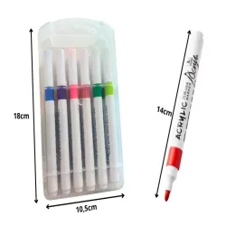 Markery akrylowe 12 szt w etui kolorowe do szkła plastiku metalu drewna-5907451376416