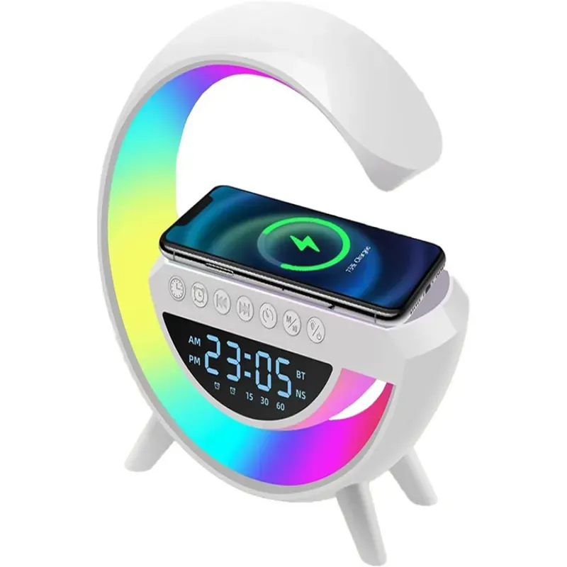 Lampka led rgb gamingowa ładowarka indukcyjna głośnik budzik radio-5907451362303