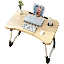 Składany stolik pod laptopa do łóżka podstawka z miejscem na kubek-5907451348727