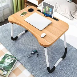 Składany stolik pod laptopa do łóżka podstawka z miejscem na kubek-5907451348727