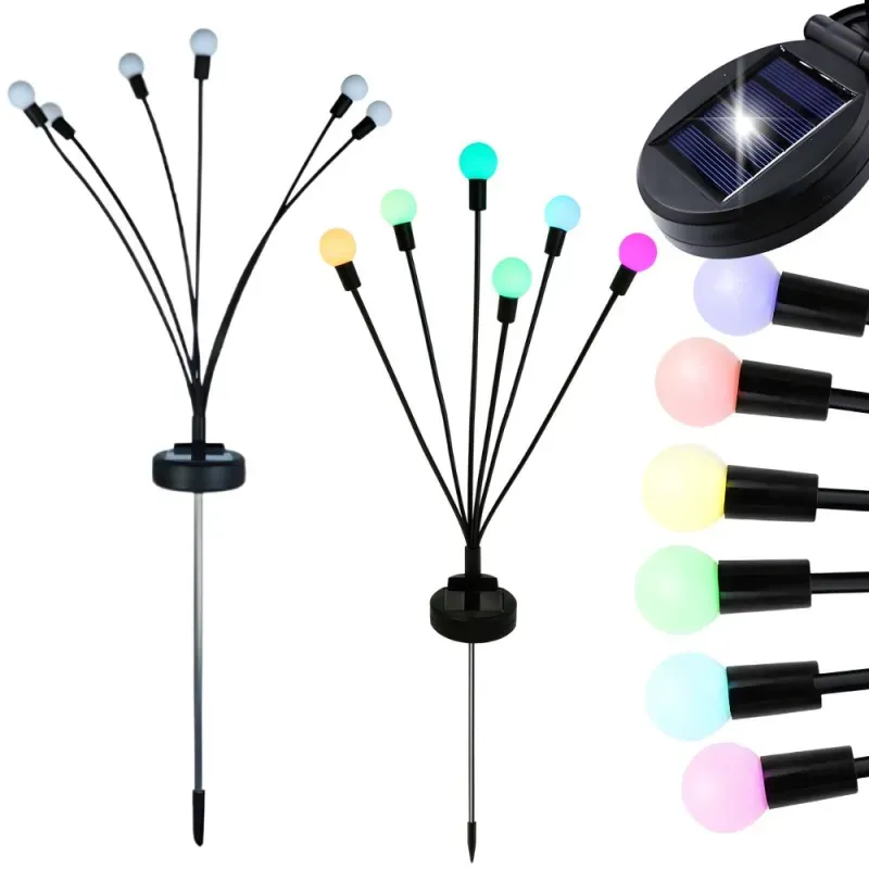 Solarne kuleczki 2 sztuki po 6 lampek led rgb długie lampki wbijane-5907451379387