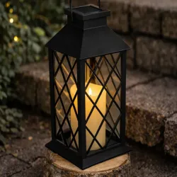 Lampion latarenka dekoracyjny led z elektryczną świeczką solarny-6900201379629