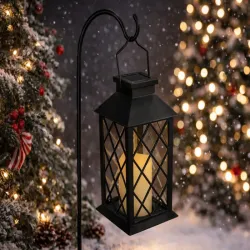 Lampion latarenka dekoracyjny led z elektryczną świeczką solarny-6900201379629