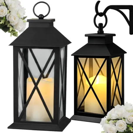 Lampion latarenka dekoracyjny led z elektryczną świeczką na baterie-5907451379240