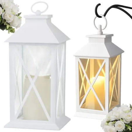 Lampion latarenka dekoracyjny led z elektryczną świeczką na baterie-5907451379257