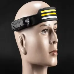 Czołówka led akumulatorowa latarka usb z czujnikiem ruchu 3 paski cob-5907451380109