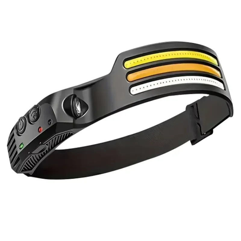 Czołówka led akumulatorowa latarka usb z czujnikiem ruchu 3 paski cob-5907451380109