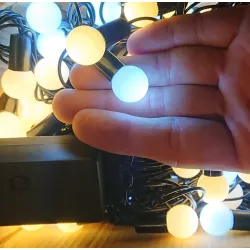 Lampki choinkowe diodowe kulki 100 LED-10m białe ciepłe i zimne kulki