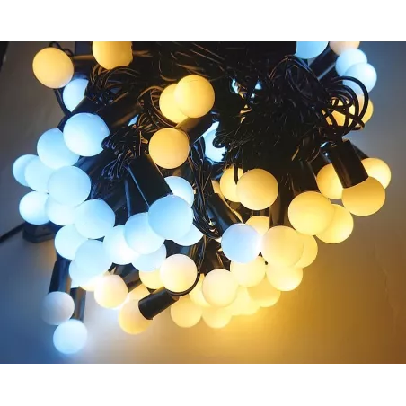 Lampki choinkowe diodowe kulki 100 LED-10m białe ciepłe i zimne kulki-