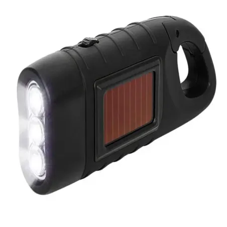 Latarka na dynamo solarna 3 led ręczna nakręcana na korbkę klips-5907451378151