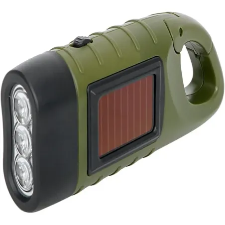 Latarka na dynamo solarna 3 led ręczna nakręcana na korbkę z klipsem-5907451378144