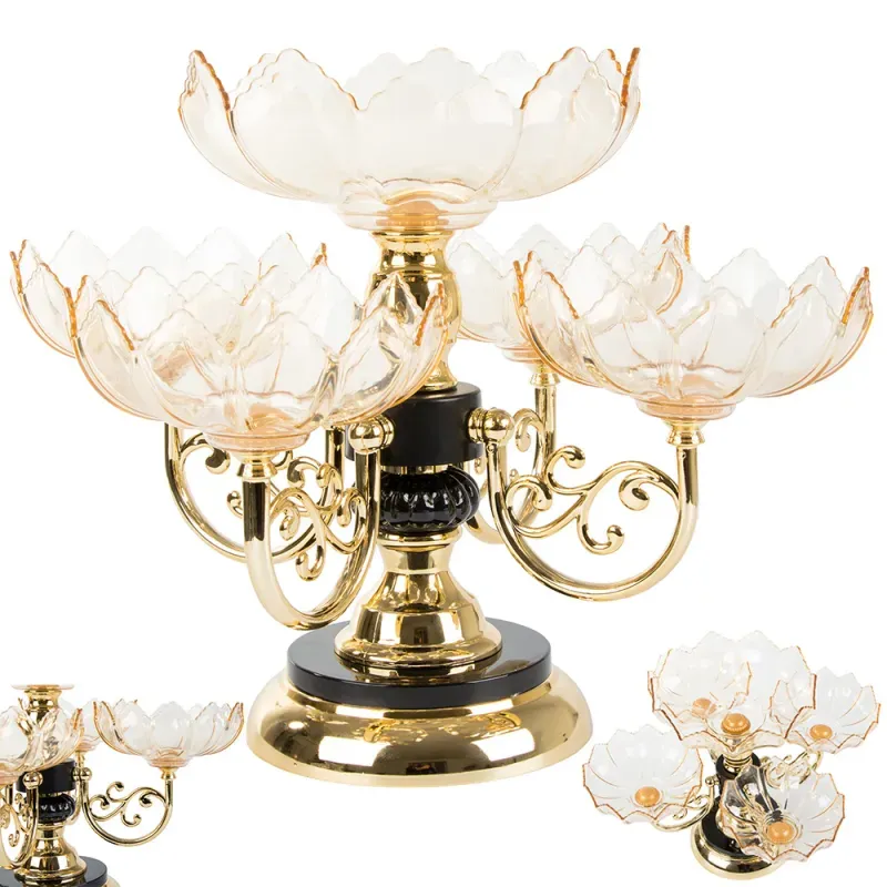 Piętrowa patera na ciasto owoce słodycze obrotowa dekoracyjna 5 misek-5907451345566