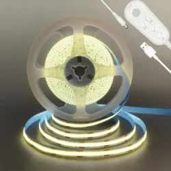 Zestaw taśma LED COB 5V 5m biała neutralna 4000K czujnik ruchu PIR USB-