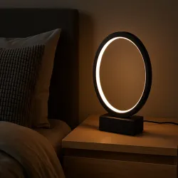 Lampka nocna stołowa okrąg pierścień fi20cm regulacja barwy i jasności-5907451373422