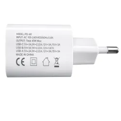 Szybka ładowarka sieciowa usb-a usb-c usb- l 45w QC uniwersalna-5907451385357