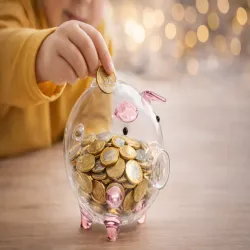 Świnka skarbonka szklana mała 11 cm na pieniądze monety banknoty na-5907451391556