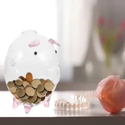 Świnka skarbonka szklana mała 11 cm na pieniądze monety banknoty na-5907451391556