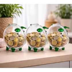 Świnka skarbonka mała 11 cm szklana ozdobna na pieniądze monety banknoty-5907451391563