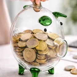 Świnka skarbonka mała 11 cm szklana ozdobna na pieniądze monety banknoty-5907451391563