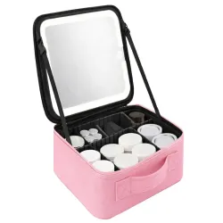 Kuferek na kosmetyki kosmetyczka podróżna organizer szkatułka lusterko led-5907451380703