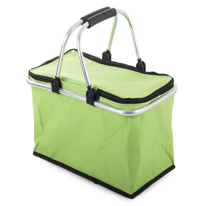 Kosz piknikowy zielony składany termiczny turystyczny koszyk na zakupy-5907451304846