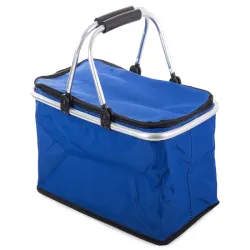 Niebieski kosz piknikowy składany termiczny turystyczny na zakupy-5907451304839