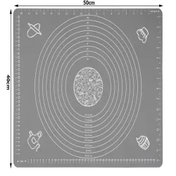 Stolnica silikonowa 50x40 mata kuchenna do ciasta antypoślizgowa szara-5907451378014