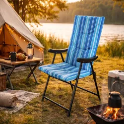Krzesło składane turystyczne plażowe ogrodowe materac lekkie na biwak-5907451384039