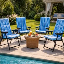 Krzesło składane turystyczne plażowe ogrodowe materac lekkie na biwak-5907451384039