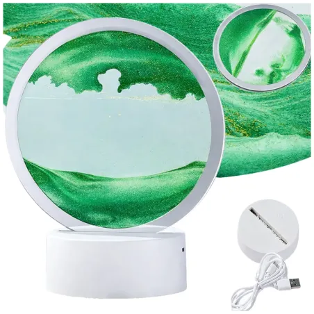 Lampa piaskowa 3d ruchomy dynamiczny piasek dekoracyjna biurko usb rgb-5907451380376