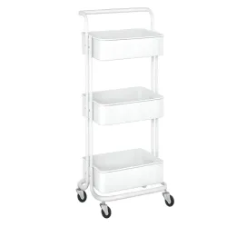 Regał kuchenny łazienkowy na kółkach wózek 3 poziomy metalowy biały-5907451380864