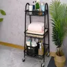 Półka szafka łazienkowa kuchenna na kółkach 3 poziomy metal czarna-5907451380857