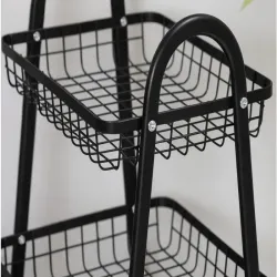 Półka szafka łazienkowa kuchenna na kółkach 3 poziomy metal czarna-5907451380857