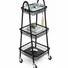 Półka szafka łazienkowa kuchenna na kółkach 3 poziomy metal czarna-5907451380857