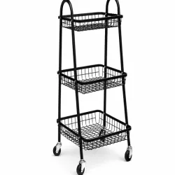 Półka szafka łazienkowa kuchenna na kółkach 3 poziomy metal czarna-5907451380857