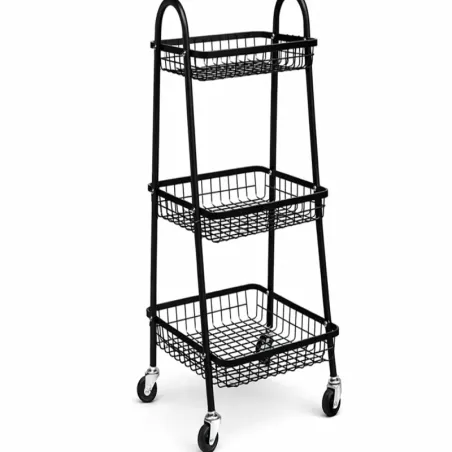 Półka szafka łazienkowa kuchenna na kółkach 3 poziomy metal czarna-5907451380857