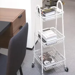 Półka szafka łazienkowa kuchenna na kółkach 3 poziomy metal biała-5907451380826