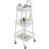 Półka szafka łazienkowa kuchenna na kółkach 3 poziomy metal biała-5907451380826