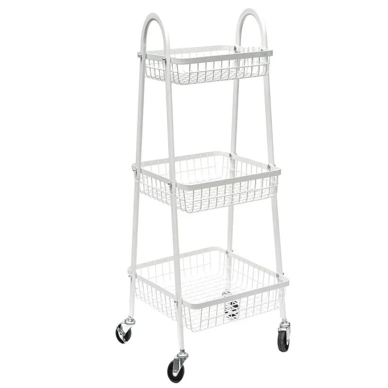 Półka szafka łazienkowa kuchenna na kółkach 3 poziomy metal biała-5907451380826