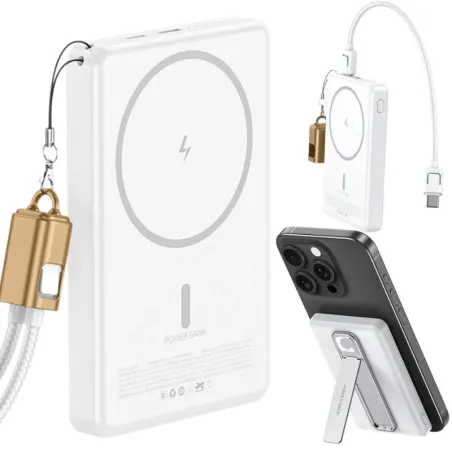 Powerbank szybkie ładowanie bezprzewodowe 5000 mah usb-c lightning 20w-5907451385586