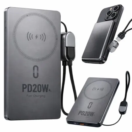 Powerbank szybki QC 3.0 i PD 5000 mAh 20w usb-c usb-l bezprzewodowy-5907451385517